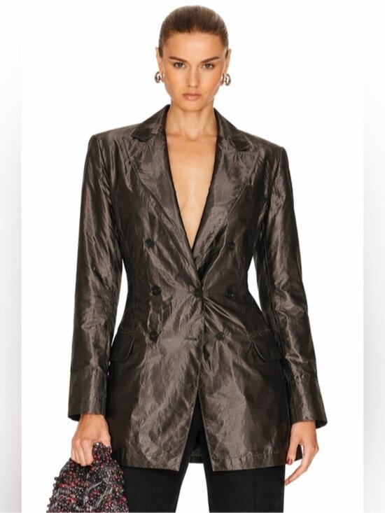 Jean Paul Gaultier Jackets & Blazers - JEAN PAUL GAULTIER Femme metallic double breast sinch waist blazer dress jacket